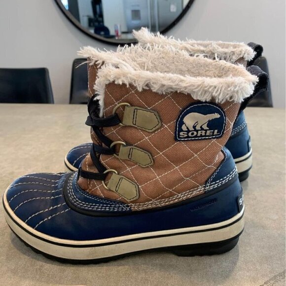 🔵sorel size 6.5. Navy blue leather. Excellent condition!Warm. Waterproof. - Picture 3 of 8